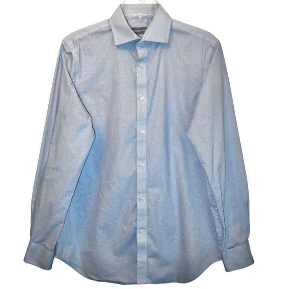 Michael Kors Airsoft Stretch Non Iron Dress Shirt in White/Blue Men’s M Slim Fit - Picture 2 of 6